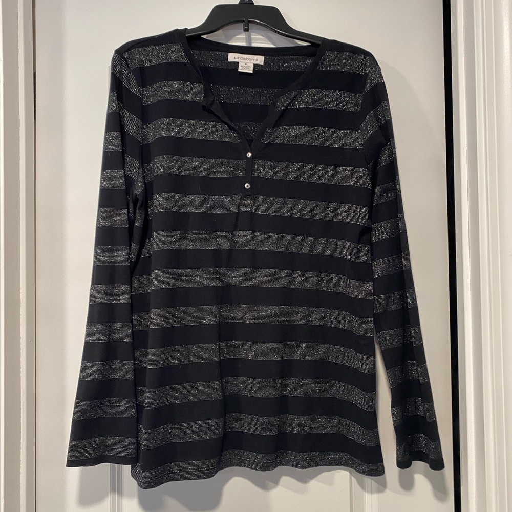 Black and Silver Striped Long Sleeve